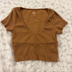 brown pacsun corset crop top